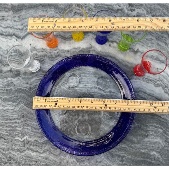 VINTAGE - Dansk VIVACIOUS Glass Cordial Liqueur Shot Glasses and Round Tray Set - Picture 2 of 10